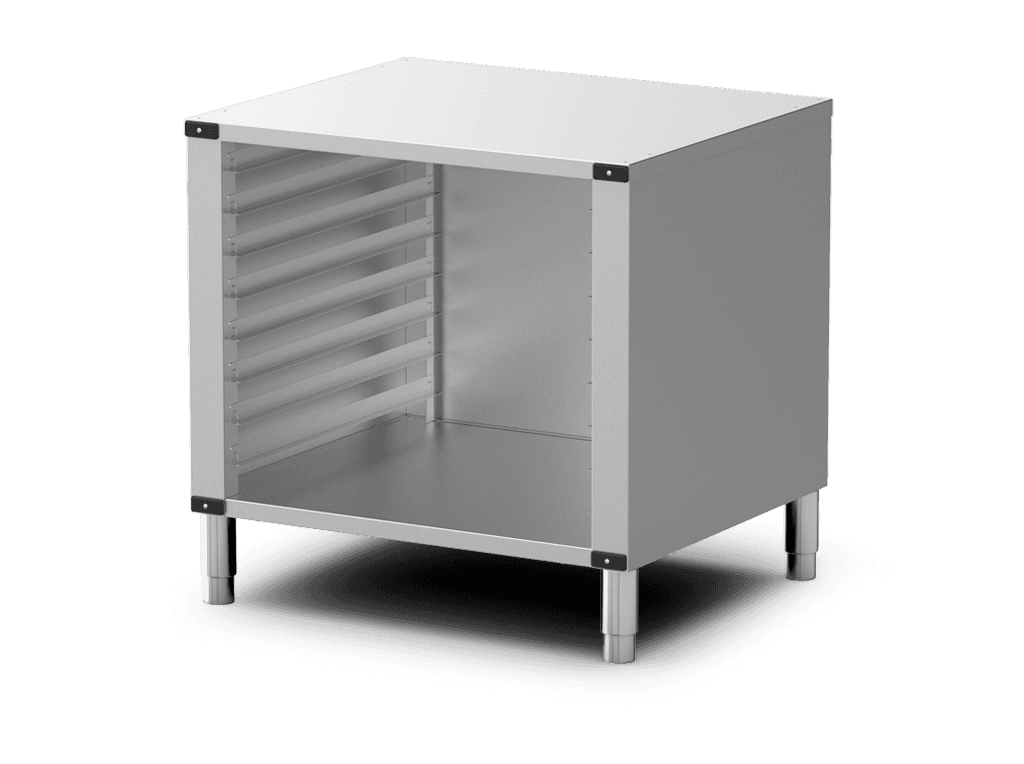 Unox Soporte multifuncional perfecto para almacenar con total seguridad las bandejas y colocar el horno a la altura perfecta para trabajar. XANRA-08FS-H.