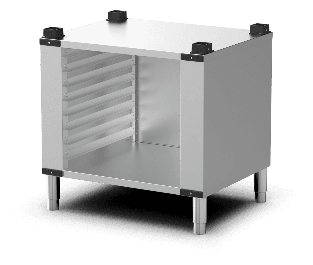 Unox Soporte multifuncional perfecto para almacenar con total seguridad las bandejas y colocar el horno a la altura perfecta para trabajar. XAVRCN-0811-H.