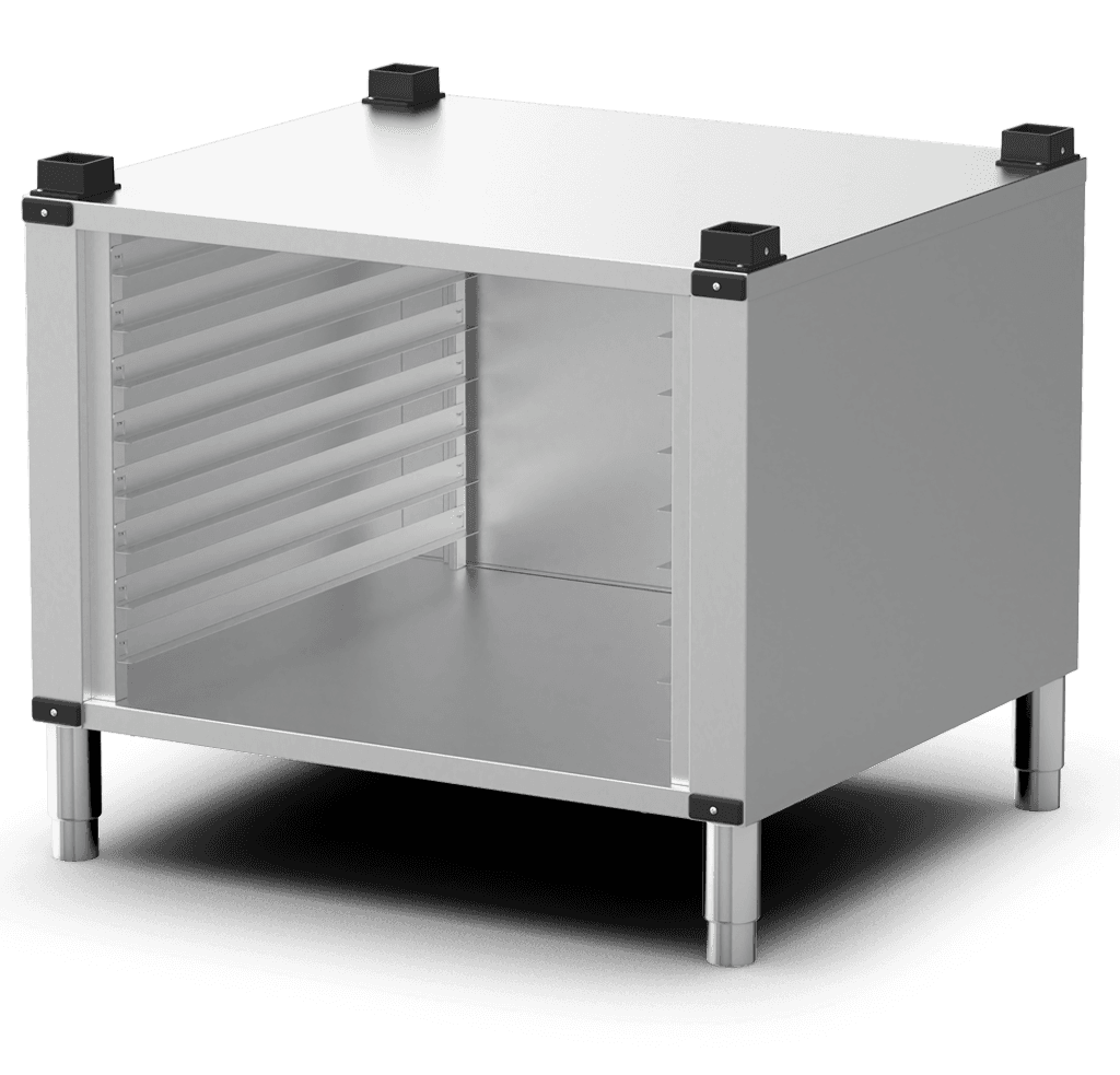 Unox Soporte multifuncional perfecto para almacenar con total seguridad las bandejas y colocar el horno a la altura perfecta para trabajar. XAVRCN-08FS-H.