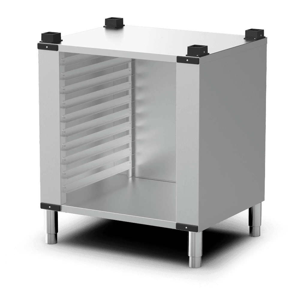 Unox Soporte multifuncional perfecto para almacenar con total seguridad las bandejas y colocar el horno a la altura perfecta para trabajar. XAVRCN-1011-U.