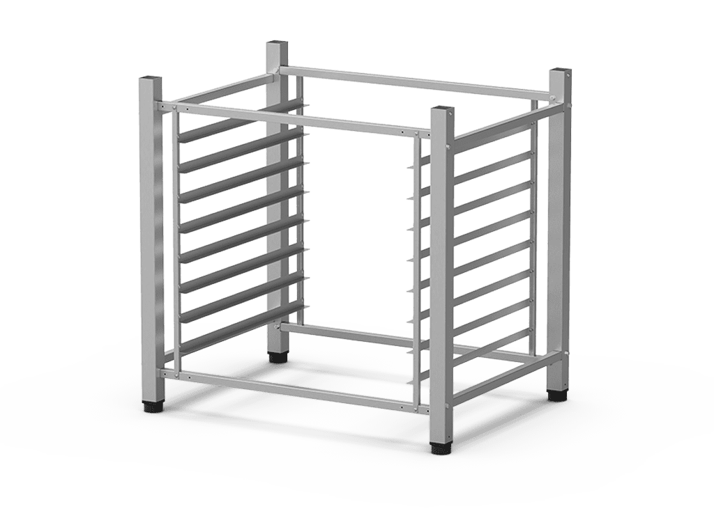 Unox Soporte multifuncional perfecto para almacenar con total seguridad las bandejas y colocar el horno a la altura perfecta para trabajar. XR190.