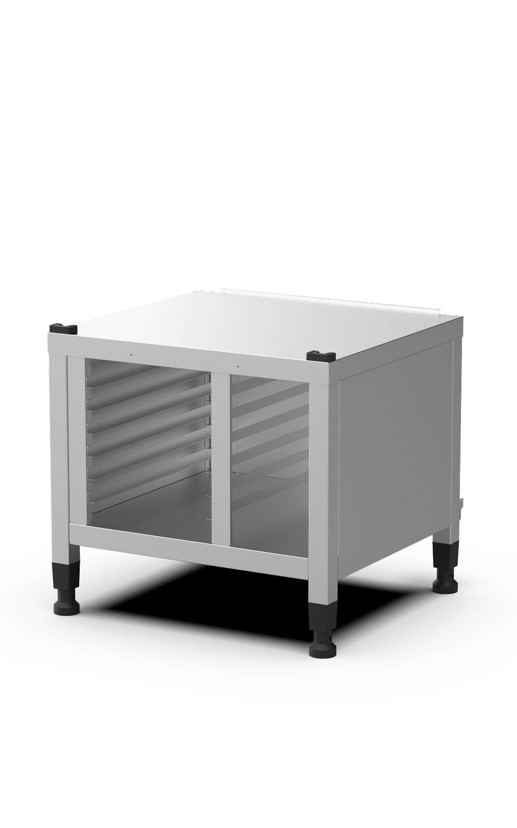 Unox Soporte multifuncional perfecto para almacenar con total seguridad las bandejas y colocar el horno a la altura perfecta para trabajar. Equipado con coberturas laterales. XWDMA-0611-H.