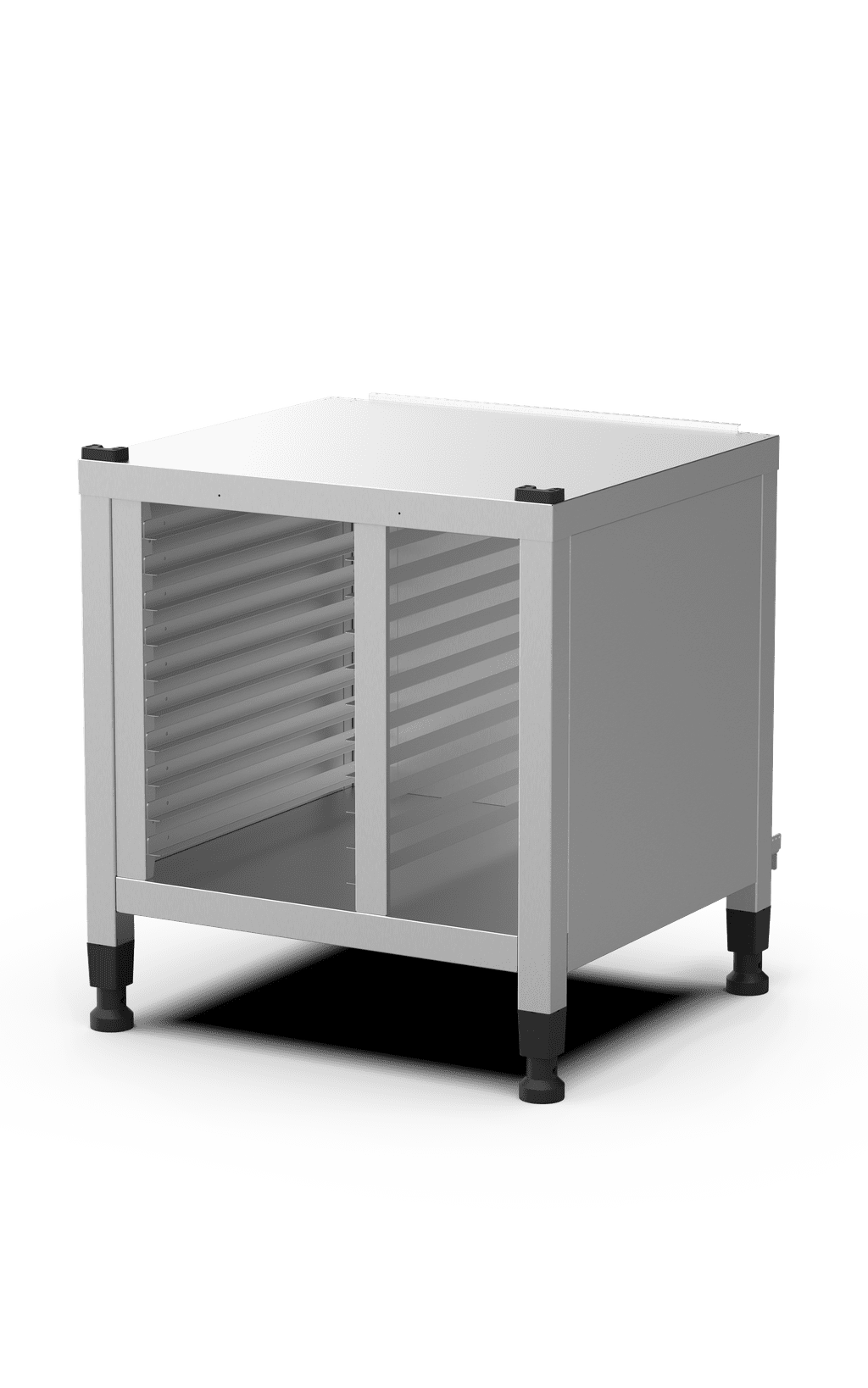 Unox Soporte multifuncional perfecto para almacenar con total seguridad las bandejas y colocar el horno a la altura perfecta para trabajar. Equipado con coberturas laterales. XWDMA-1011-U.