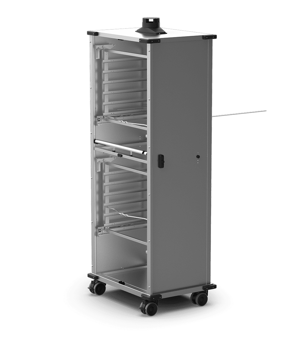 Unox Armoire mobile sans portes, équipées de paniers pour la cuisson, le barattage et le transport facile de 12 plateaux alimentaires. XWBYCN-12EU.