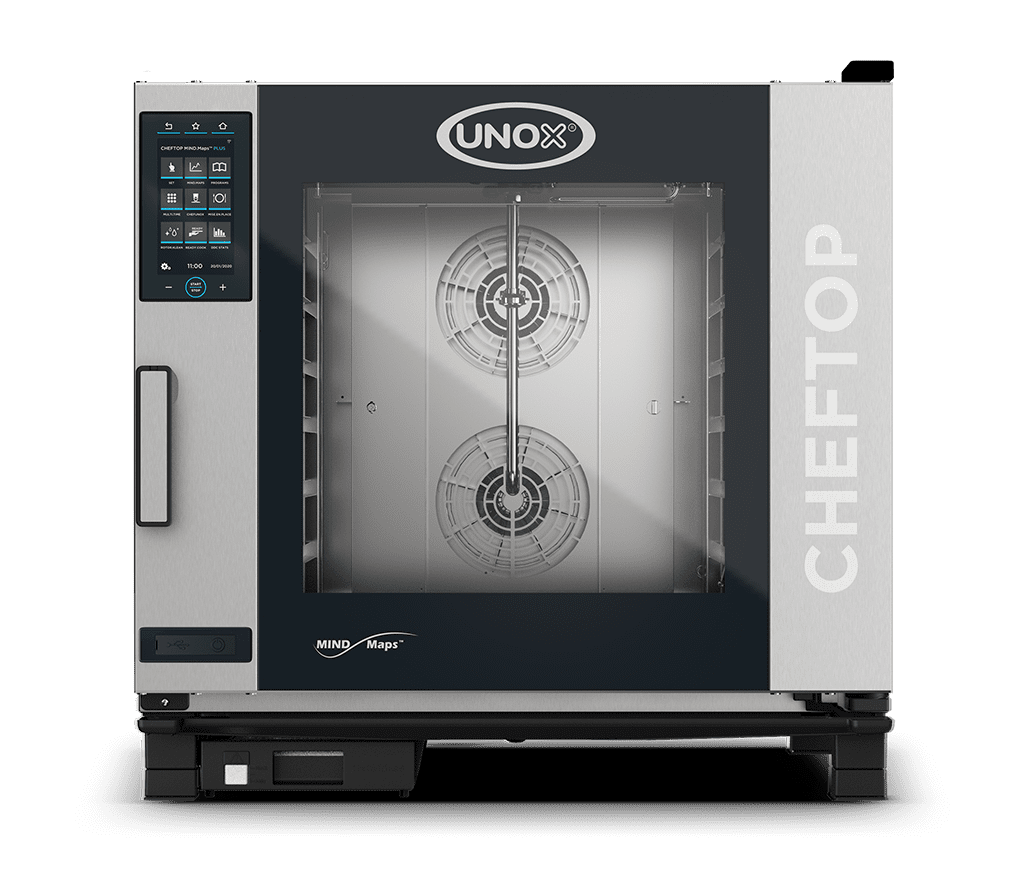 6 trays GN 2/1 Render of UNOX CHEFTOP MIND.Maps™ PLUS commercial combi oven XEVC-0621-GPLM.