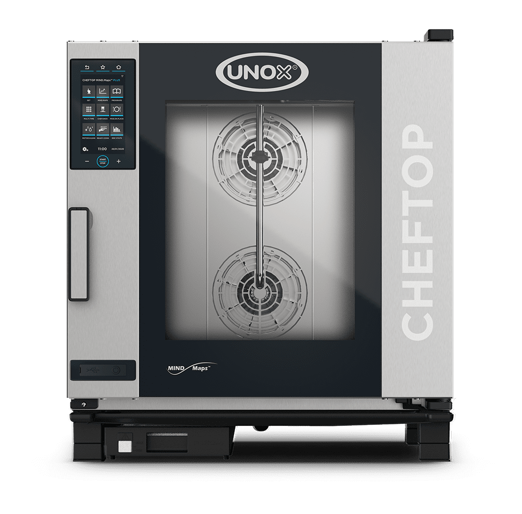 7 trays GN 1/1 Render of UNOX CHEFTOP MIND.Maps™ PLUS commercial combi oven XEVC-0711-GPLM-MS.