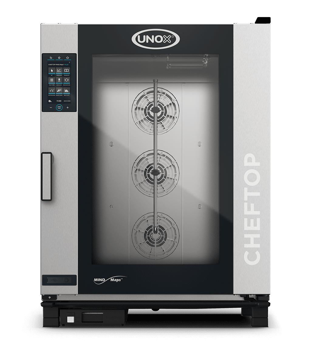 10 trays GN 2/1 Render of UNOX CHEFTOP MIND.Maps™ PLUS commercial combi oven XEVC-1021-GPLM.