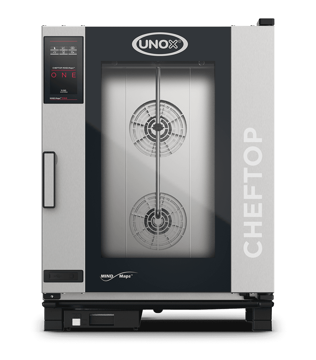 10 trays GN 1/1 Render of UNOX CHEFTOP MIND.Maps™ ONE commercial combi oven XJVC-1011-E1LM.