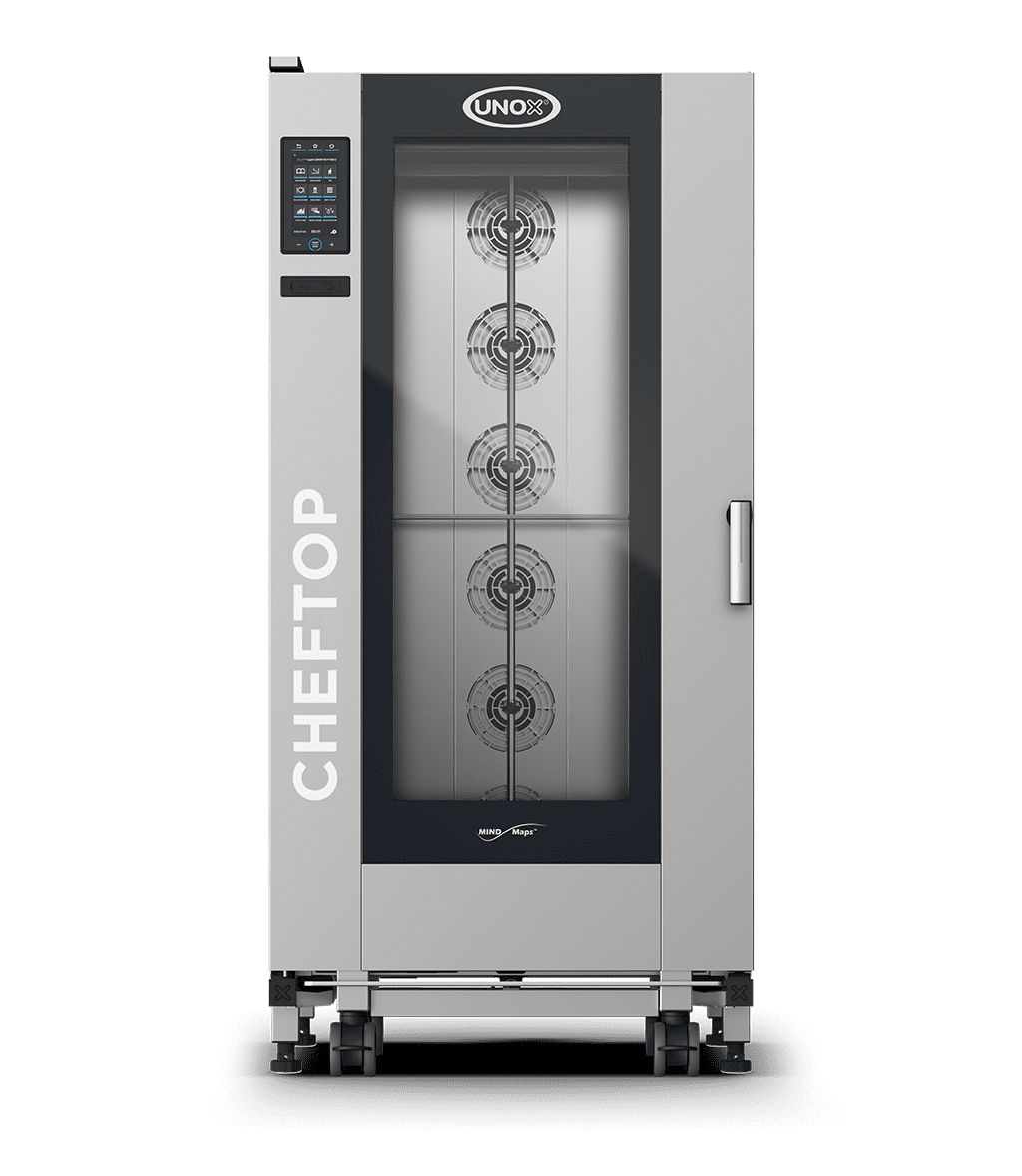20 trays GN 2/1 Render of UNOX CHEFTOP MIND.Maps™ BIG PLUS commercial trolley combi oven XAVL-2021-DPRS.