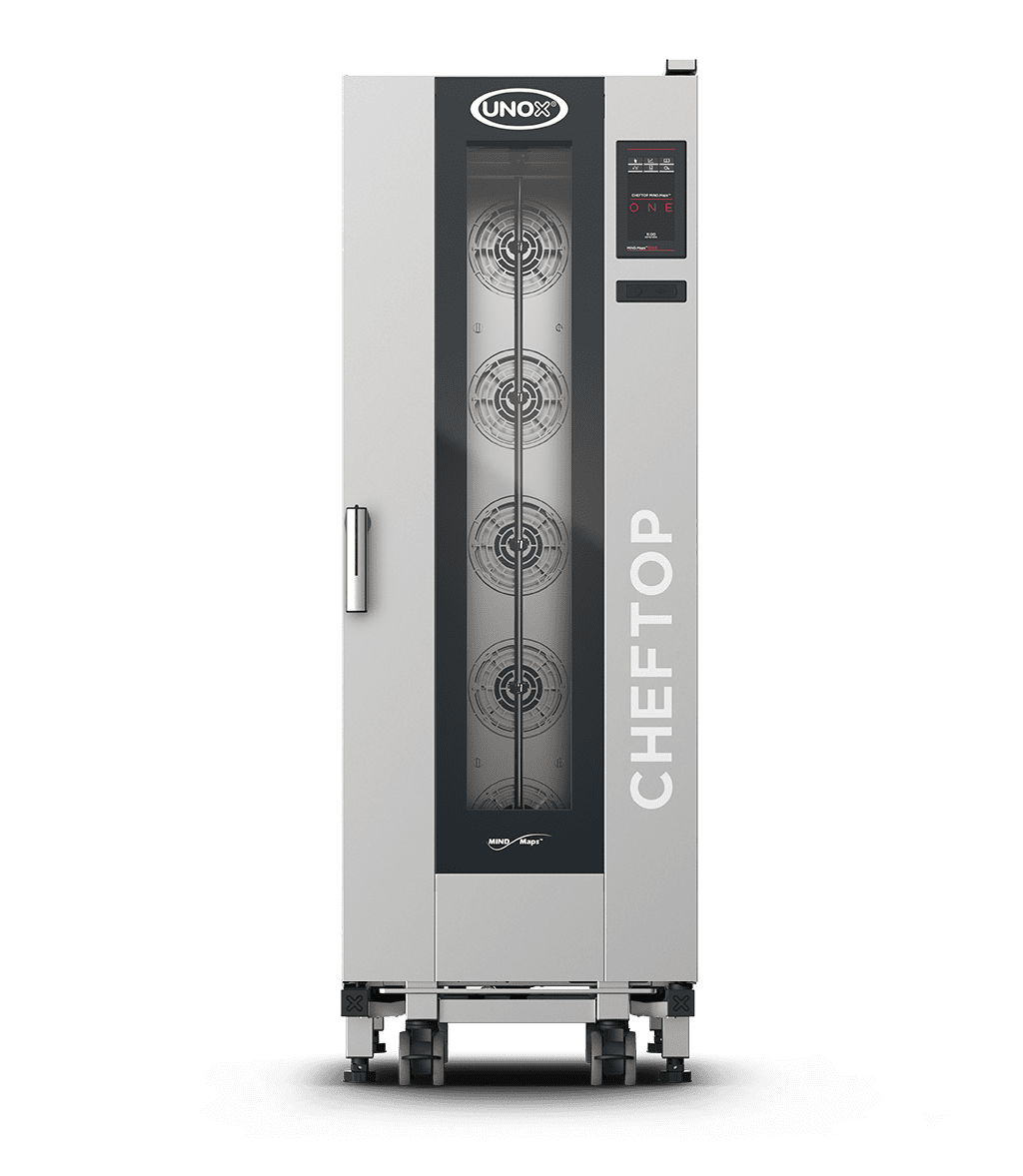 20 trays GN 1/1 Render of UNOX CHEFTOP MIND.Maps™ BIG ONE commercial trolley combi oven XECL-2013-E1LS.