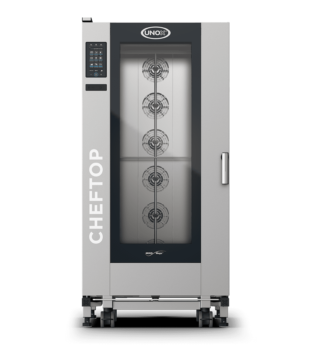 20 trays GN 2/1 Render of UNOX CHEFTOP MIND.Maps™ BIG PLUS commercial trolley combi oven XEVL-2021-DPRS.