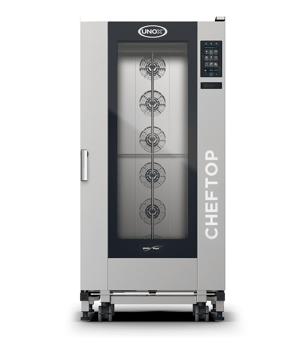 20 trays GN 2/1 Render of UNOX CHEFTOP MIND.Maps™ BIG PLUS commercial trolley combi oven XEVL-2021-GPLS.