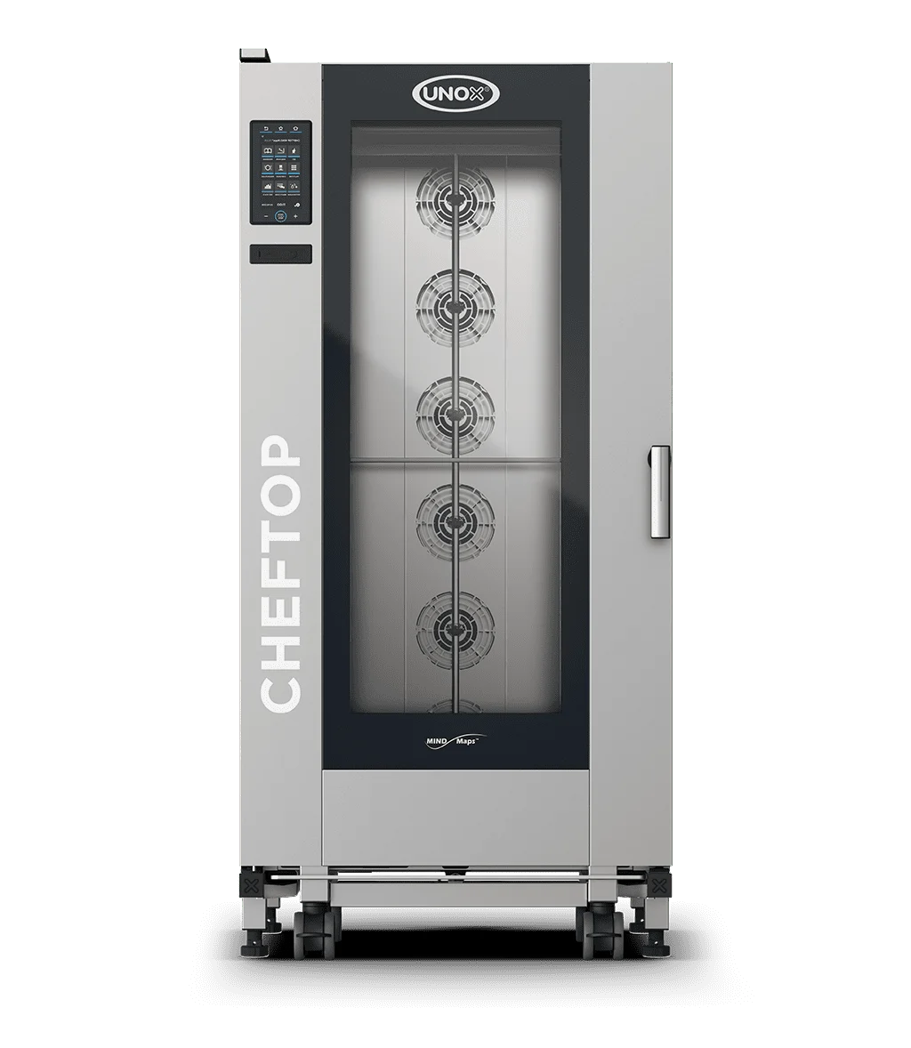 20 trays GN 2/1 Render of UNOX CHEFTOP MIND.Maps™ BIG PLUS commercial trolley combi oven XEVL-2021-YPRS.