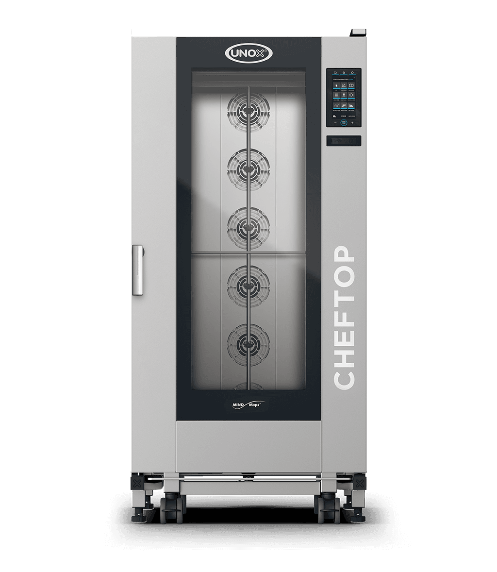 20 trays GN 2/1 Render of UNOX CHEFTOP MIND.Maps™ BIG PLUS commercial trolley combi oven XJVL-2021-DPLS.