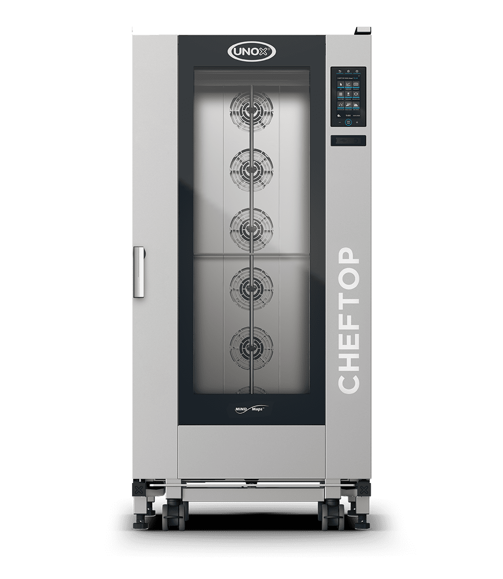 20 niveaux GN 2/1 Rendu du four mixte professionnel avec chariot UNOX CHEFTOP MIND.Maps™ BIG PLUS XEVL-2021-YPLS.