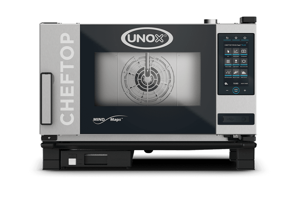 3 trays GN 1/1 Render of UNOX CHEFTOP MIND.Maps™ PLUS commercial combi oven XEVC-0311-EPLM.