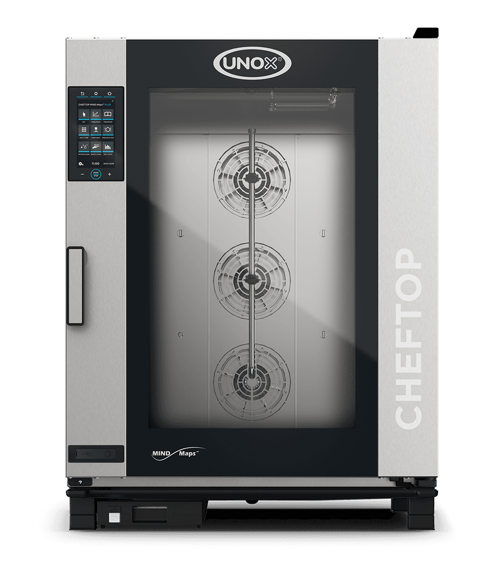10 trays GN 2/1 Render of UNOX CHEFTOP MIND.Maps™ PLUS commercial combi oven XEVC-1021-GPLM.