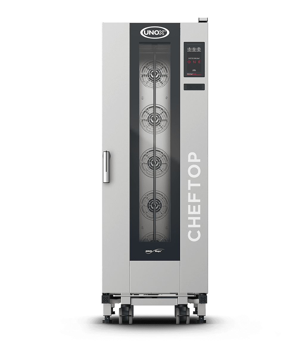 20 trays GN 1/1 Render of UNOX CHEFTOP MIND.Maps™ BIG ONE commercial trolley combi oven XECL-2013-E1LS.