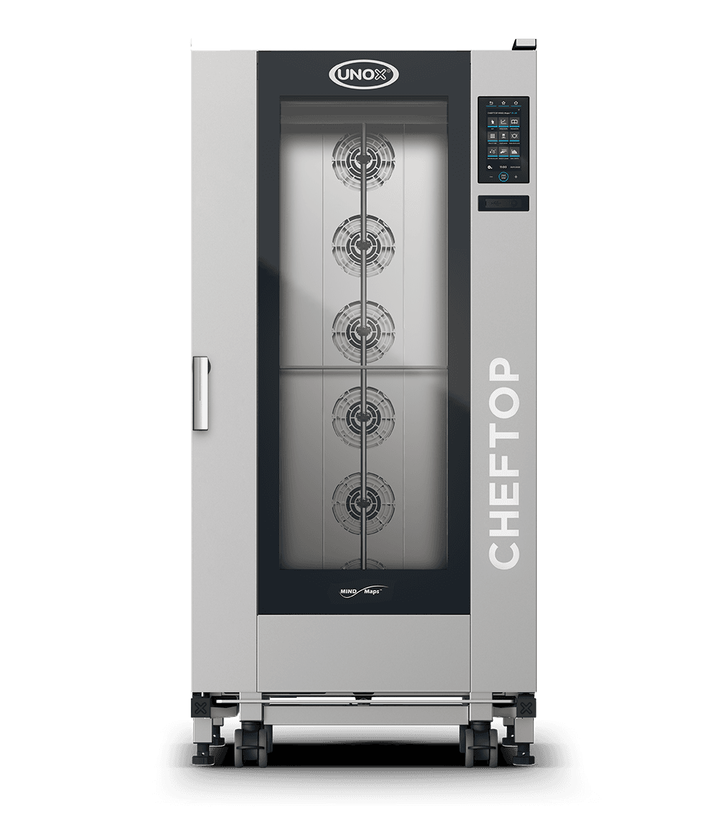 20 trays GN 2/1 Render van de UNOX CHEFTOP MIND.Maps™ BIG PLUS professionele trolley combi oven XEVL-2021-YPLS.