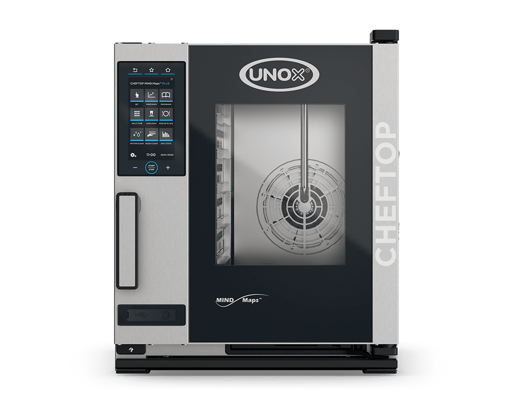5 tepsili GN 1/1 UNOX CHEFTOP MIND.Maps™ PLUS ticari kombi fırın görüntüsü XECC-0513-EPLM.