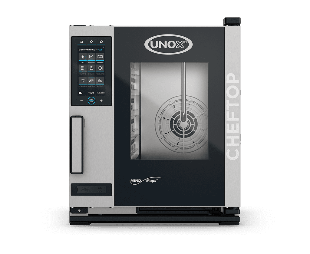 5 tepsili GN 2/3 UNOX CHEFTOP MIND.Maps™ PLUS ticari kombi fırın görüntüsü XECC-0523-EPLM.
