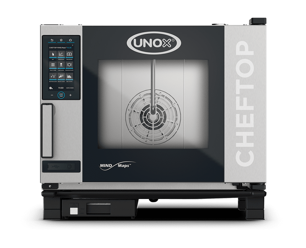 5 tepsili GN 1/1 UNOX CHEFTOP MIND.Maps™ PLUS ticari kombi fırın görüntüsü XEVC-0511-GPLM.
