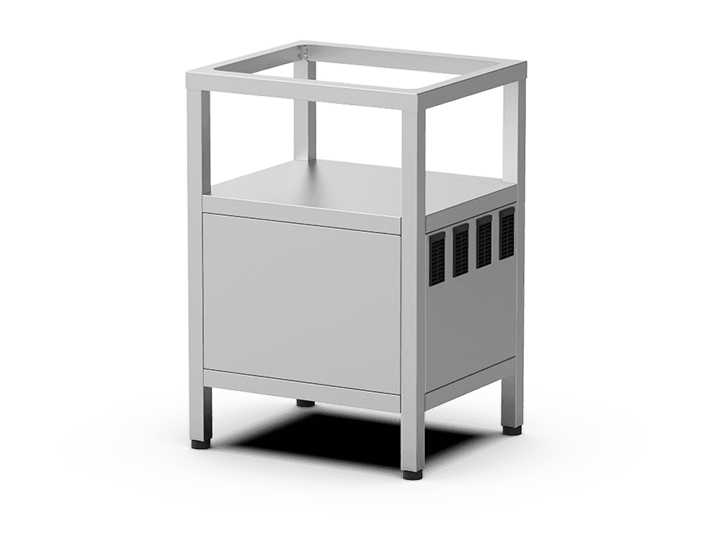 Unox Stand for positioning the HOT VACUUM at the perfect height to work with an integrated compressor. Only available for some countries – please contact our sales team for more information. XUC144.