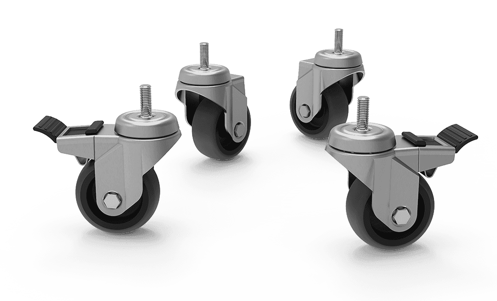 Unox They make cleaning easier. The kit includes 2 wheels with a brake, 2 wheels without a brake, and wall-mounting chains. XUC010.