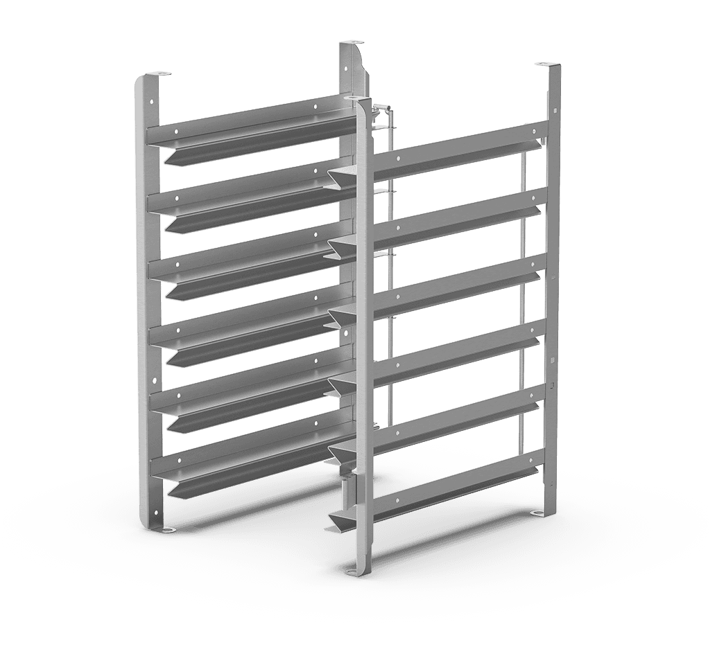 Unox It allows the use of GN 1/1 and 600x400 trays. TG990 tray not compatible with lateral supports. XUC054.