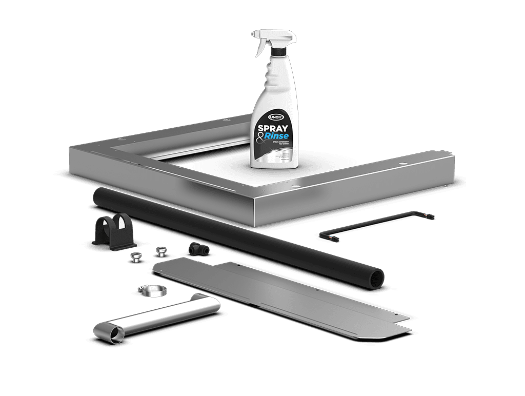 Unox This kit includes everything you need to install and stack two electric ovens and 1 bottle (750ml) of SPRAY&Rinse. XWKQT-04EF-E-SR.